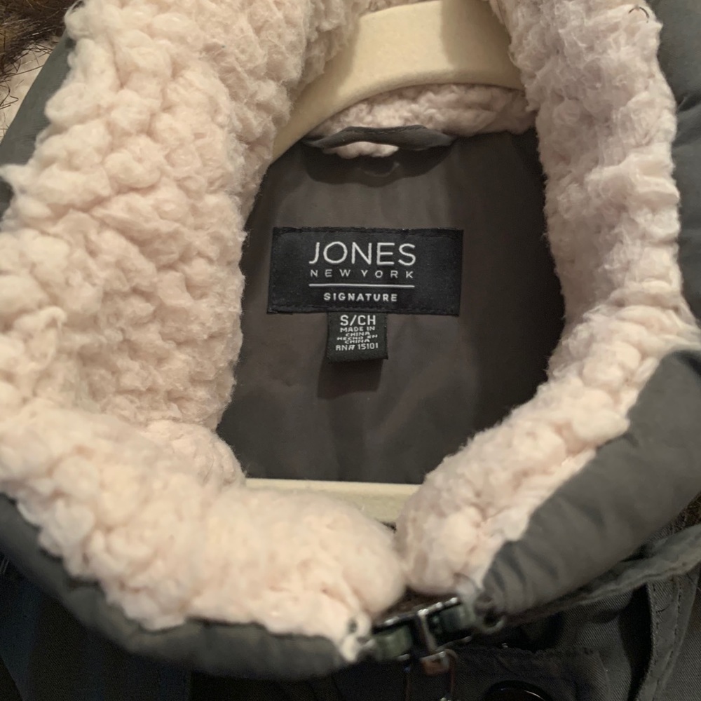 Olive Faux-Fur Trim Hooded Parka Coat